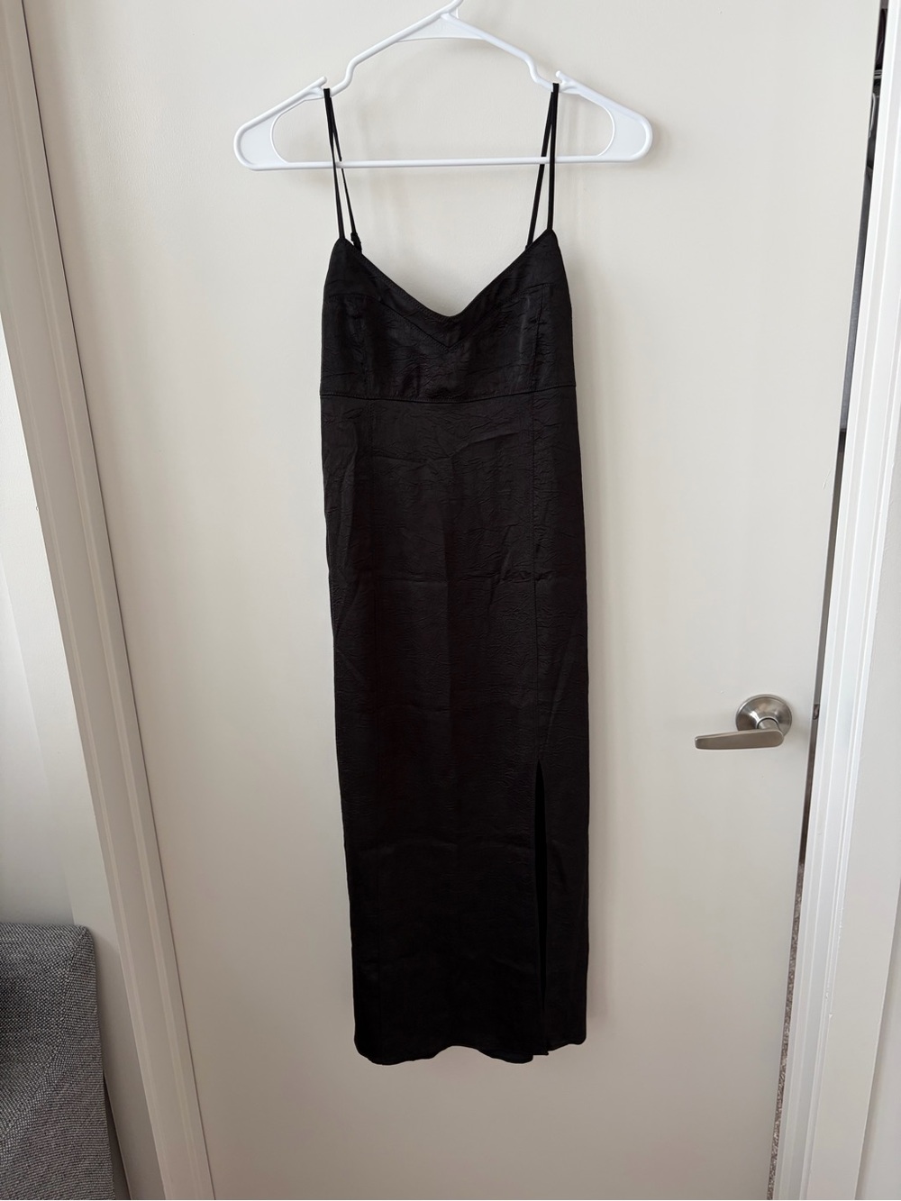 H&M Black Maxi Slip Dress with Side Slit